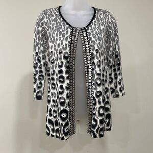 NWOT Berek 2 cardigan gray animal print with silver accents.  Size S Small 4/6